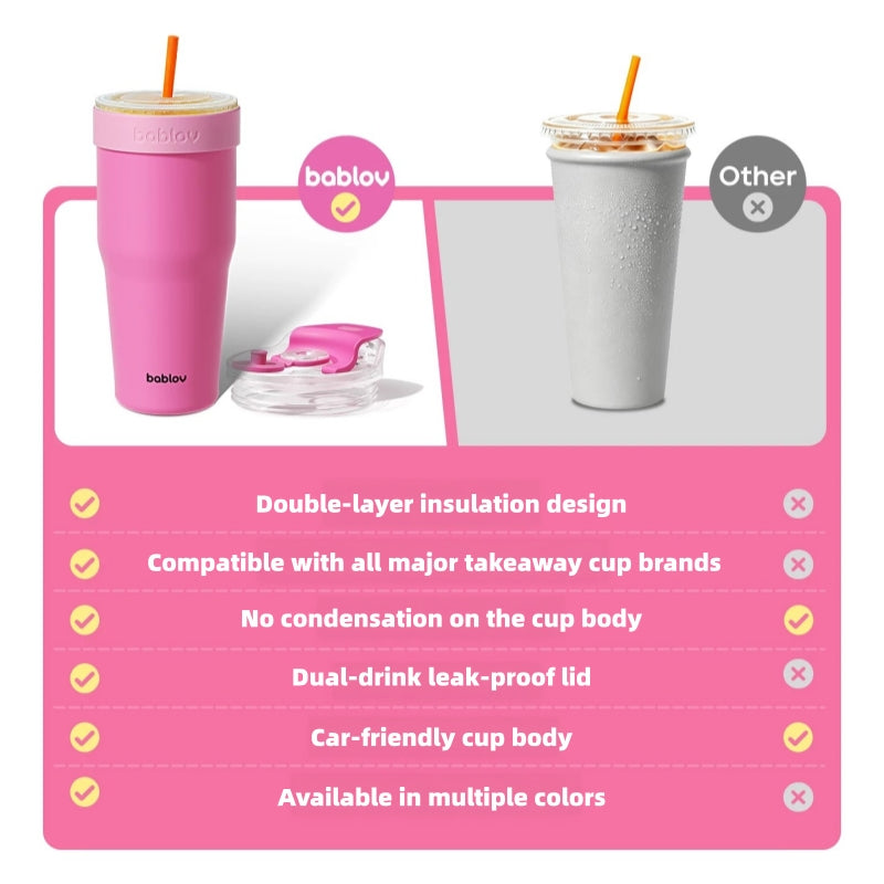 BABLOV 880ml Insulated Tumbler with Straw