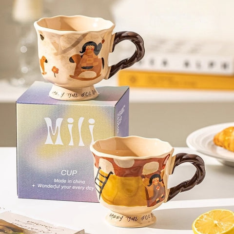 400ml fairy-tale coffee cup with wavy rim, dishwasher-friendly and oven-safe