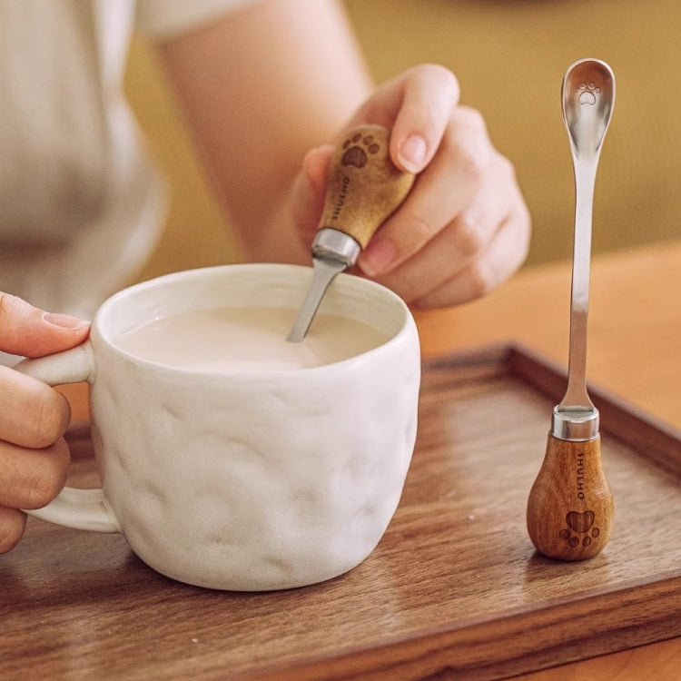 Kexiaobear Standable Mixing Spoon with Wooden Handle and Bear Claw Design