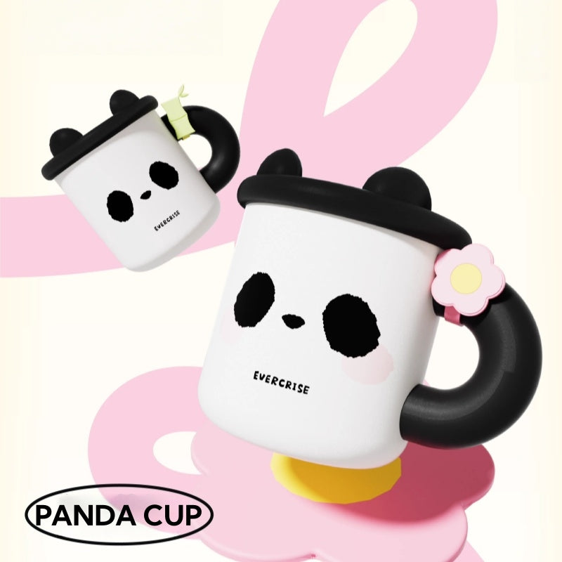 Evercrise Panda Cup Pair - 500ml Insulated Cute Animal Tumbler with Lid