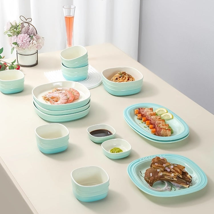 MOCAROSE Square Flame Porcelain Dinnerware Set 