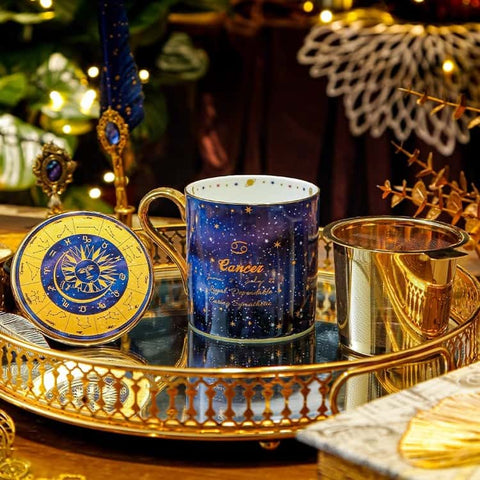 Stechcol Luxury Bone China Zodiac Mug Set – 380ml Celestial Design