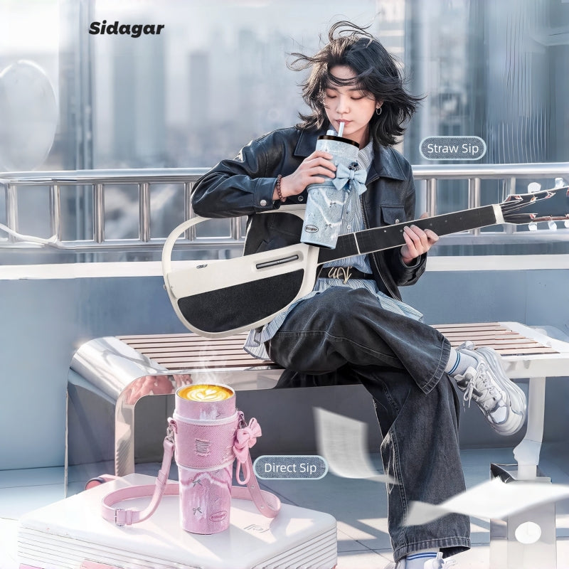 Sidagar Denim Aesthetic Insulated Tumbler with Straw & Strap