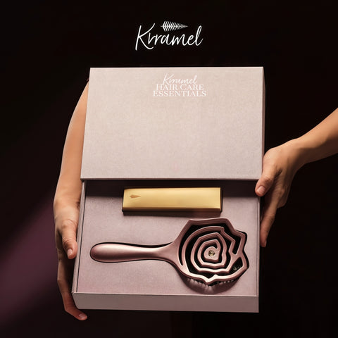 KRRAMEL Rose Gold Luxury Hairbrush: Anti-Static Detangling Brush with Air Cushion for Scalp Massage