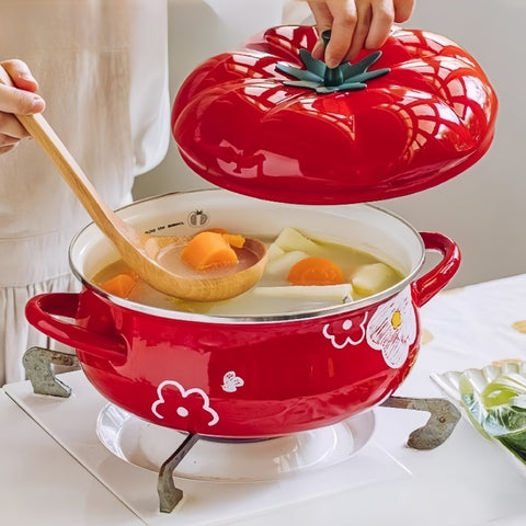 TOMATEC Glazed Tomato Pot with Hand-Painted Floral Design