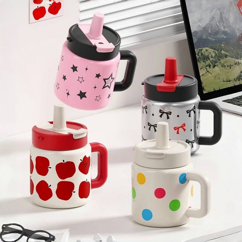 Leak-Proof Thermal Desk Mug with Polka Dots