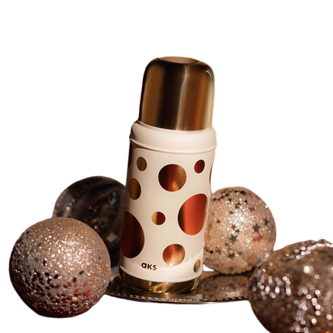 Golden Bubbles Perfume Set – Vintage Thermos, 6H Heat Retention, Holiday Gift