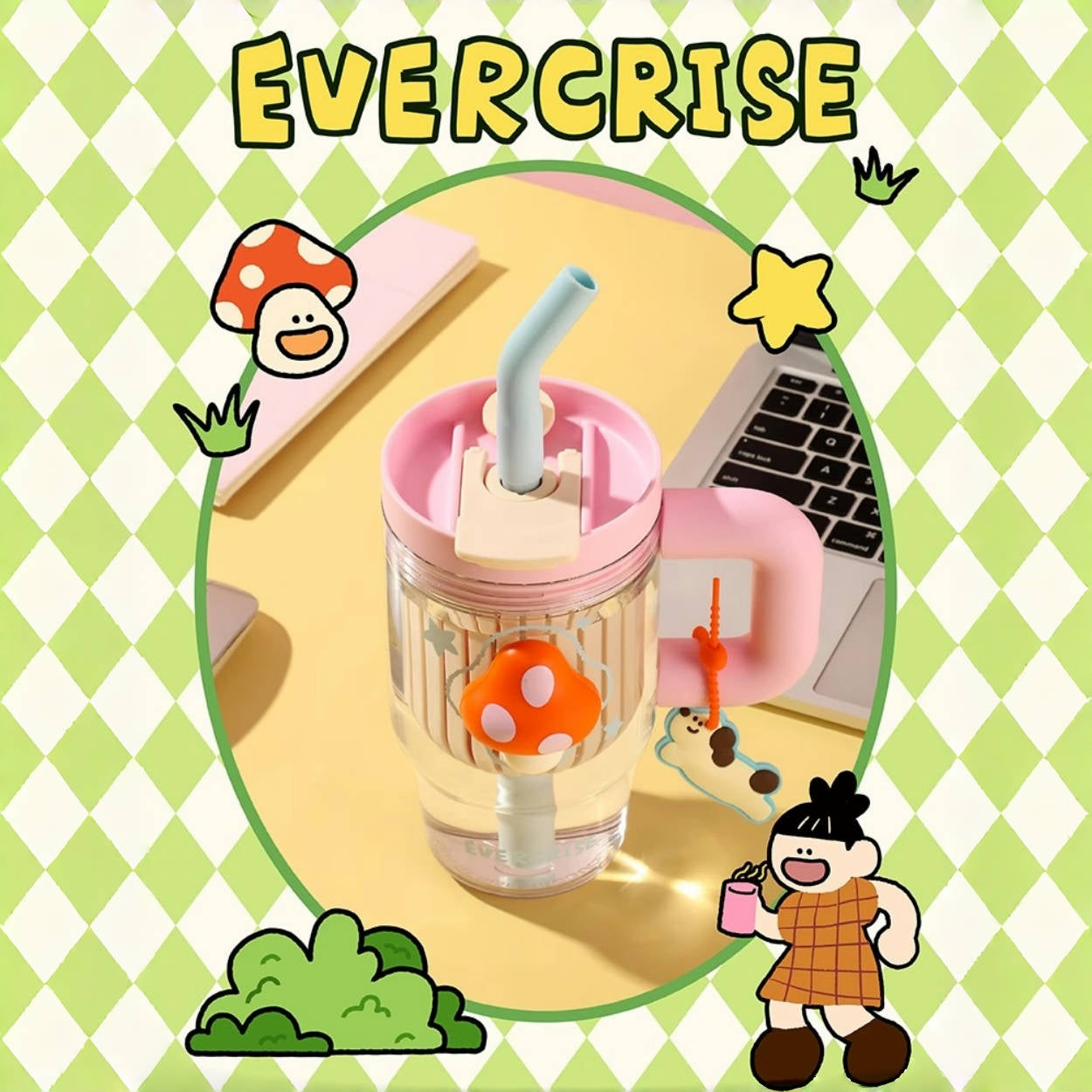 EVERCRISE 800ML Tritan Tumbler with Tea Infuser and Wide Straw