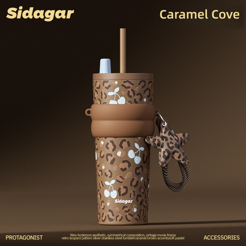 Sidagar Aurora Leopard 710ml Ceramic-Lined Straw Tumbler