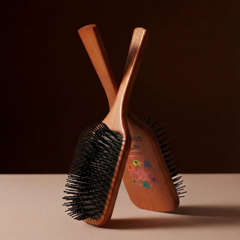 KRRAMEL Maple Wood Cushion Hair Brush Gift Set