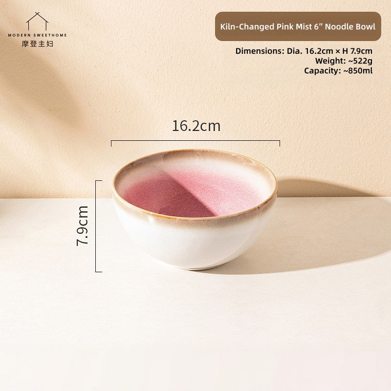 MONAZONE Pink Mist Kiln-Changed Ceramic Dinnerware