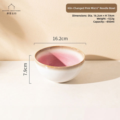 MONAZONE Pink Mist Kiln-Changed Ceramic Dinnerware