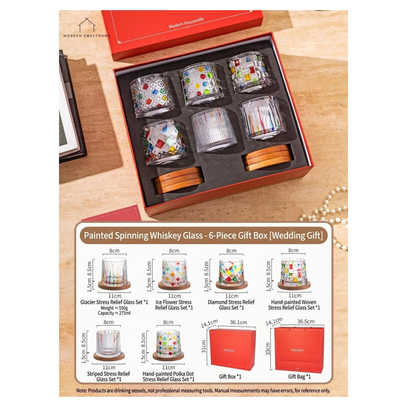 Modern Housewife Painted Spinning Whiskey Glass Gift Set