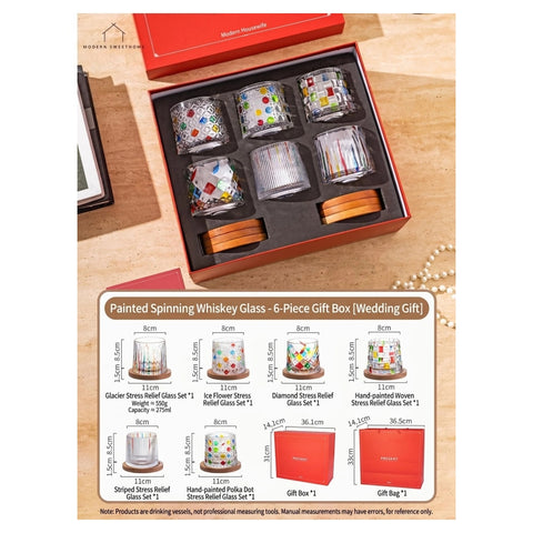 Modern Housewife Painted Spinning Whiskey Glass Gift Set