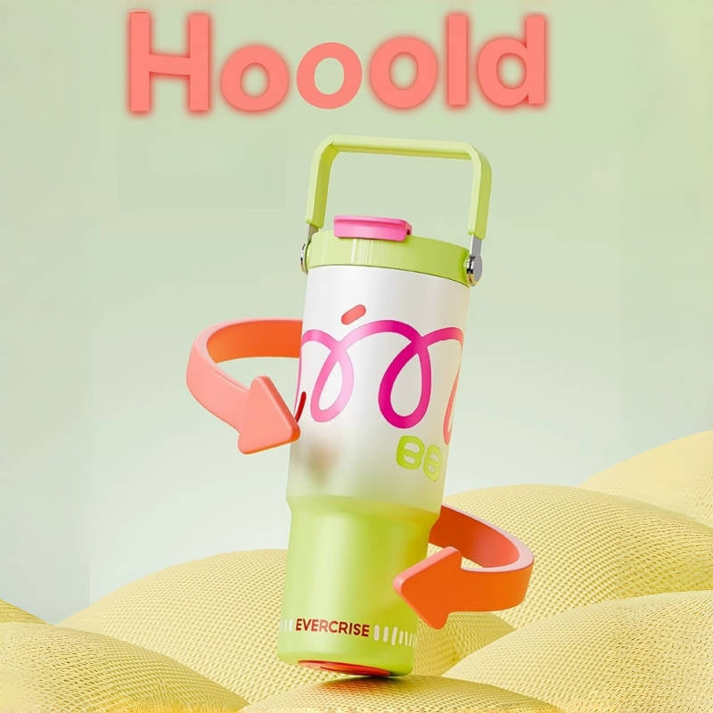 Portable BPA-free water bottle with colorful design