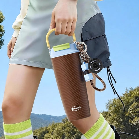 890ml Dazzling Color Stainless Steel Tumbler with Dual-Drink Lid & Textured Grip