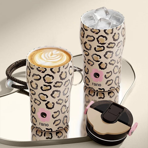 RANO Leopard Ceramic-Lined Insulated Coffee Tumbler