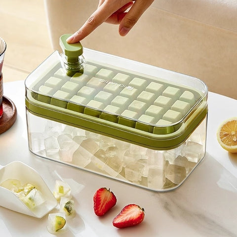 one-second ice release button for instant cubes