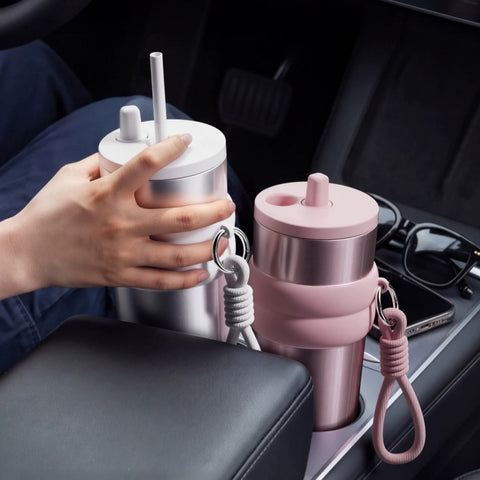 Sidagar 710ml Ceramic-Lined Insulated Tumbler with Straw