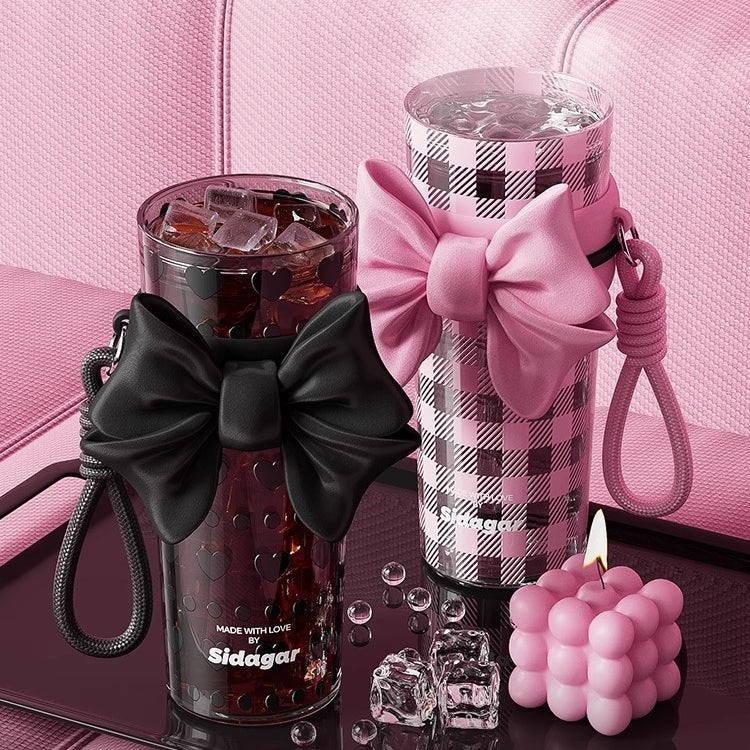 Sidagar Butterfly Dream Insulated Tumbler with Bow and Silicone Sleeve