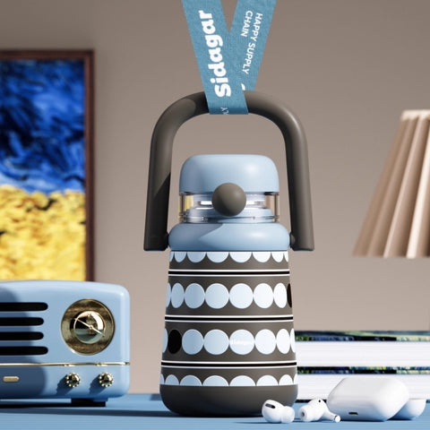 Sidagar Grand Artist Series Thermos Cup - 750ml Vintage Aesthetic Stainless Steel Insulated Tumbler with Straw, Portable & Leak-Proof