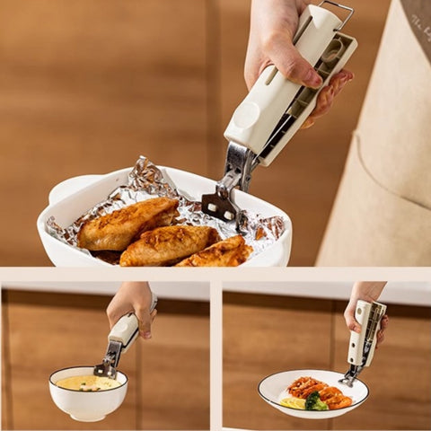 Heat-resistant kitchen tongs for oven and microwave use