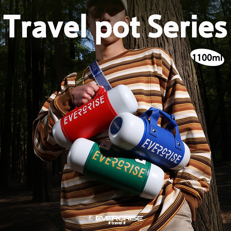 EVERCRISE Versatile Insulated Flip Bottle with Straw Stainless Steel Travel Pot 1100ml