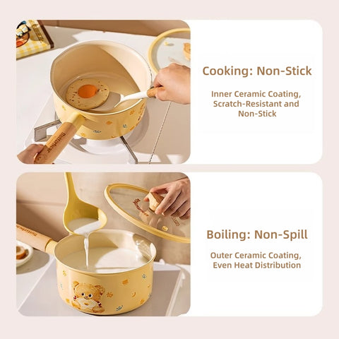 MDZF Butter Bear Titanium Ceramic Non-Toxic Non-Stick Milk Saucepan Pot 