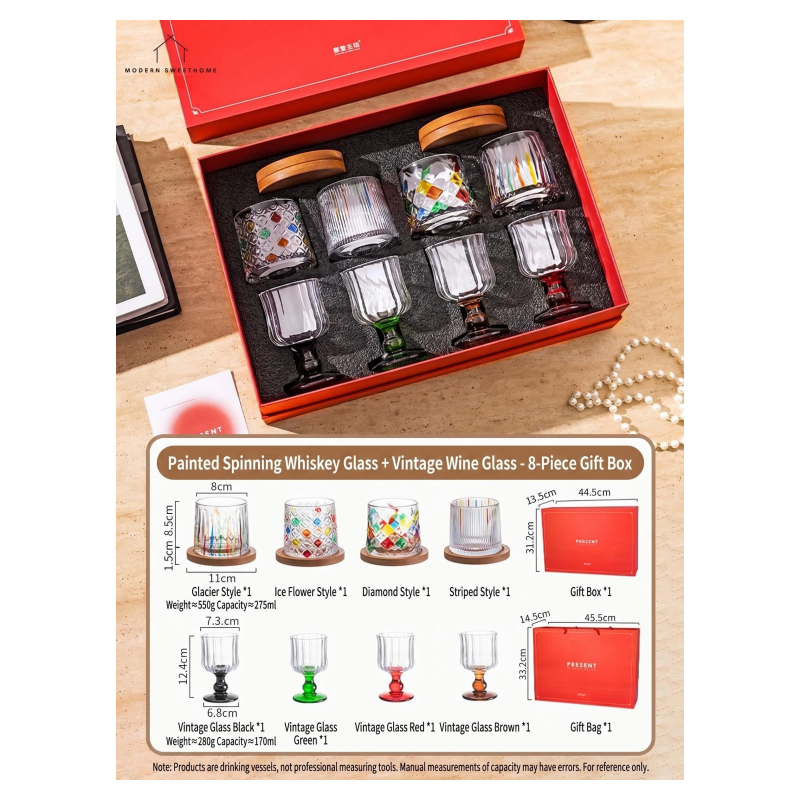 Modern Housewife Painted Spinning Whiskey Glass Gift Set