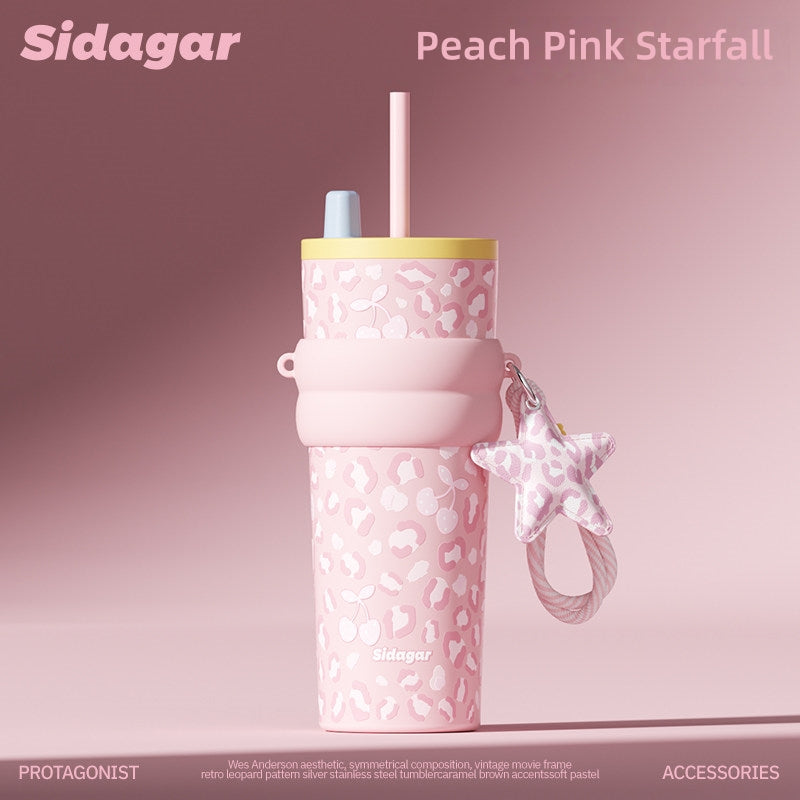 Sidagar Aurora Leopard 710ml Ceramic-Lined Straw Tumbler