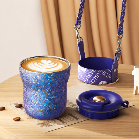 Bablov Pure Titanium Travel Coffee Cup with Carry Strap – 240ml