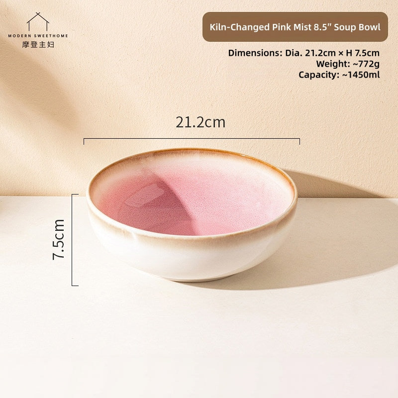MONAZONE Pink Mist Kiln-Changed Ceramic Dinnerware