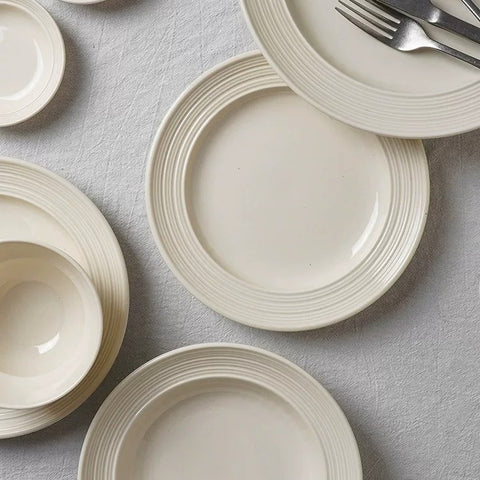 ALANIZ Benin Series white ceramic dinnerware set with gift box packaging, available in multiple sizes from 2 to 8 persons