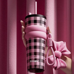 Sidagar Butterfly Dream Insulated Tumbler with Bow and Silicone Sleeve