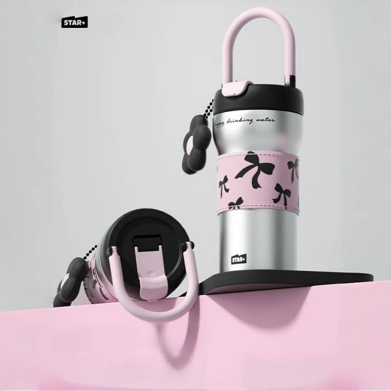 Car cup holder-friendly insulated water bottle