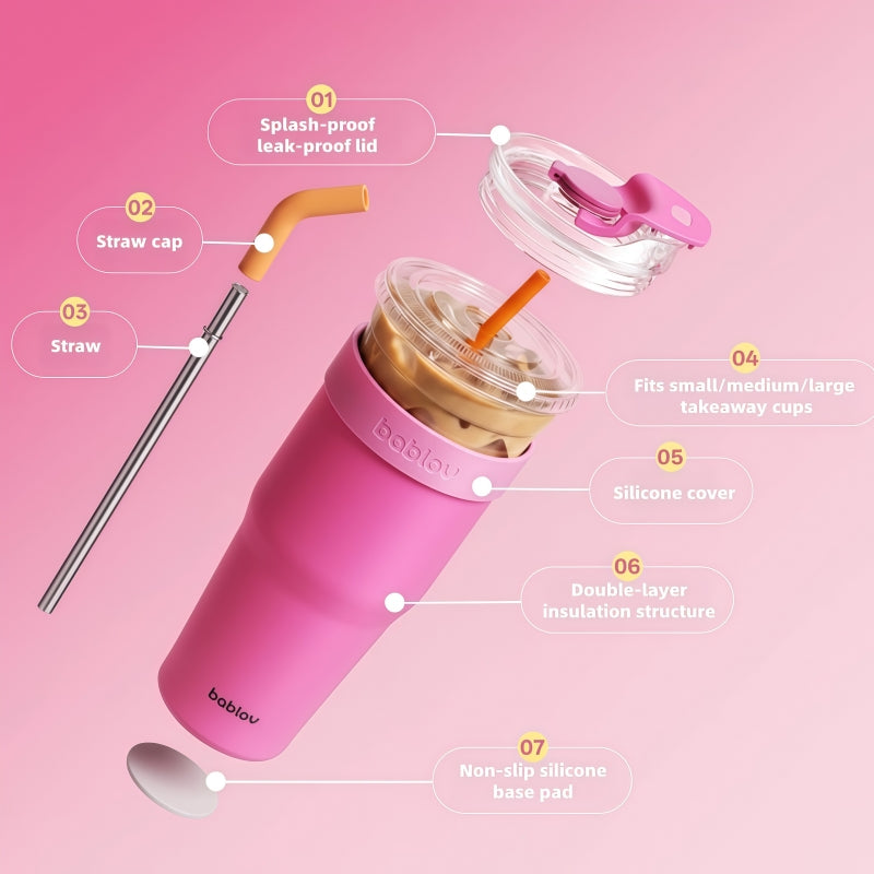 BABLOV 880ml Insulated Tumbler with Straw