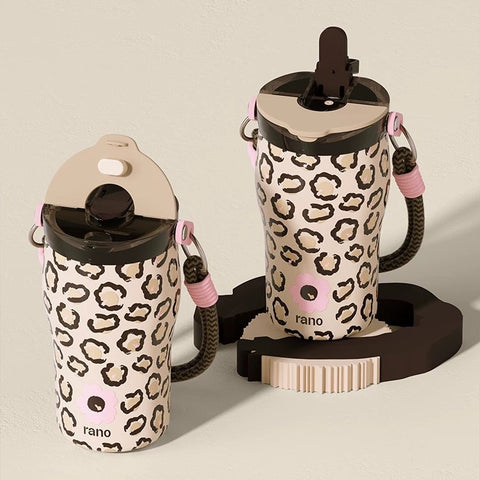 RANO Leopard Ceramic-Lined Insulated Coffee Tumbler
