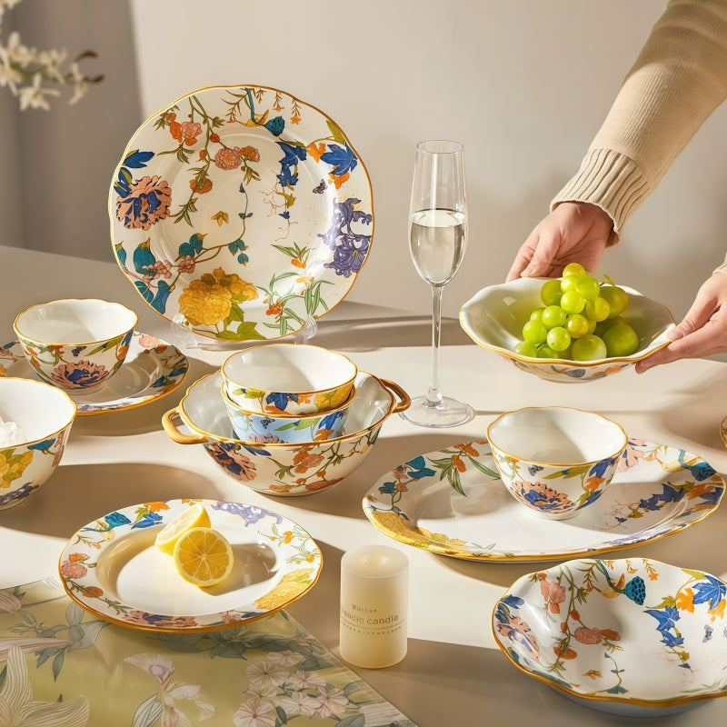 MOSE Oriental Ceramic Dinnerware Collection – 3 Series (Hundred Flowers Scroll, Man Ting Fang, Flower Encounter)