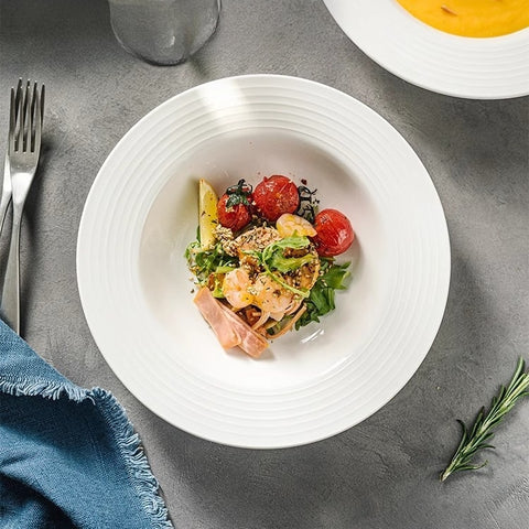 Microwave-Safe European Design Ceramic Plate for Pasta and Salads