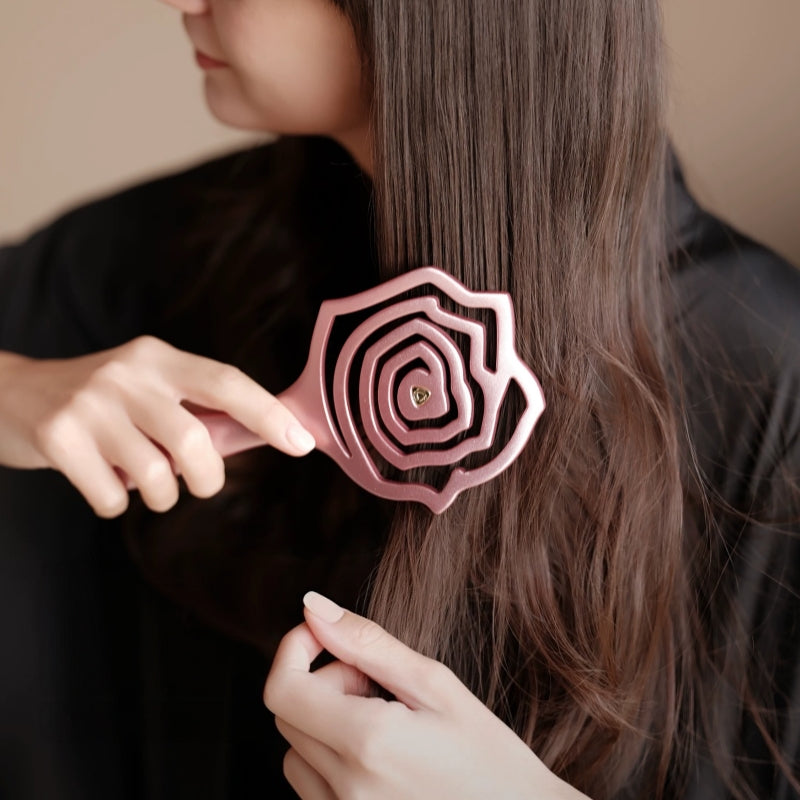KRRAMEL Rose Gold Luxury Hairbrush: Anti-Static Detangling Brush with Air Cushion for Scalp Massage