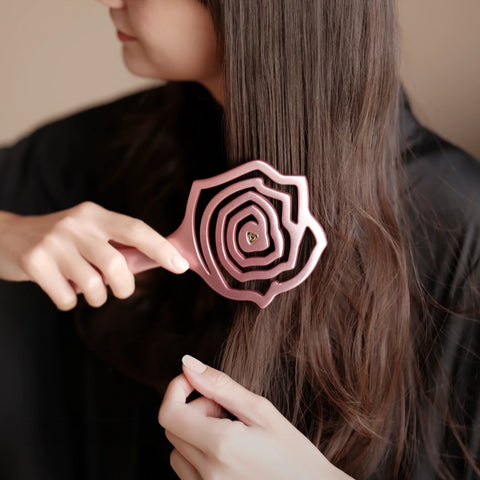 KRRAMEL Rose Gold Luxury Hairbrush: Anti-Static Detangling Brush with Air Cushion for Scalp Massage
