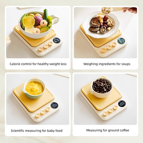 LAUREL Digital Kitchen Scale - 0.1g Precision, 5kg Capacity for Baking & Cooking, with Tare Function, Unit Conversion (g/lb/ml), Backlit LCD, and Waterproof Surface (Battery/Charging Option)