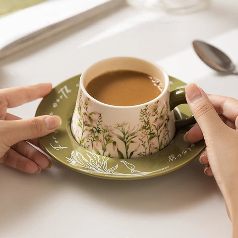 Elegant Coffee Cups with Floral Design