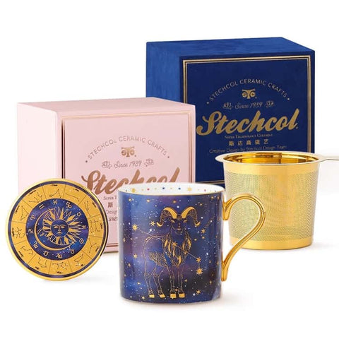 Stechcol Luxury Bone China Zodiac Mug Set – 380ml Celestial Design
