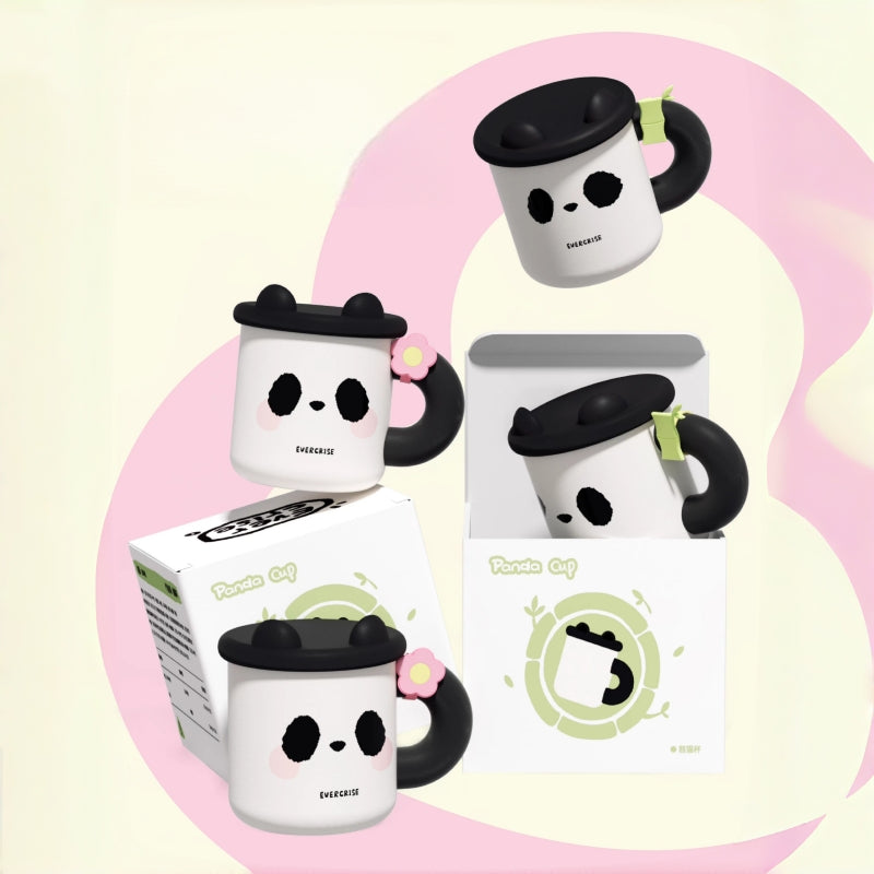 Evercrise Panda Cup Pair - 500ml Insulated Cute Animal Tumbler with Lid