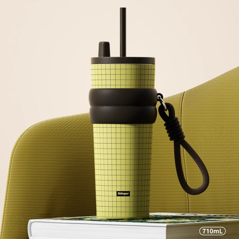 Sidagar Grand Artist Series Thermos Cup - 750ml Vintage Aesthetic Stainless Steel Insulated Tumbler with Straw, Portable & Leak-Proof