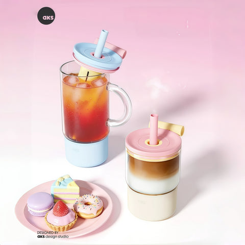 AKS Gigi Ice Flavor Glass Straw Cup with Handle & Tea Infuser – 600mL/1000mL