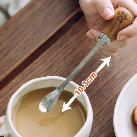 Kexiaobear Standable Mixing Spoon with Wooden Handle and Bear Claw Design