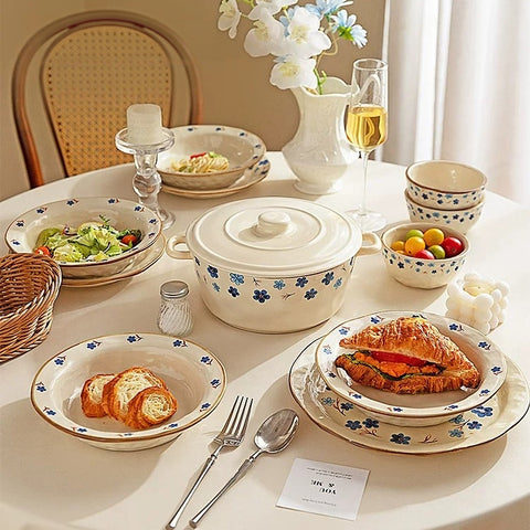 Modern Sweet Home Blue Floral Dinnerware Set