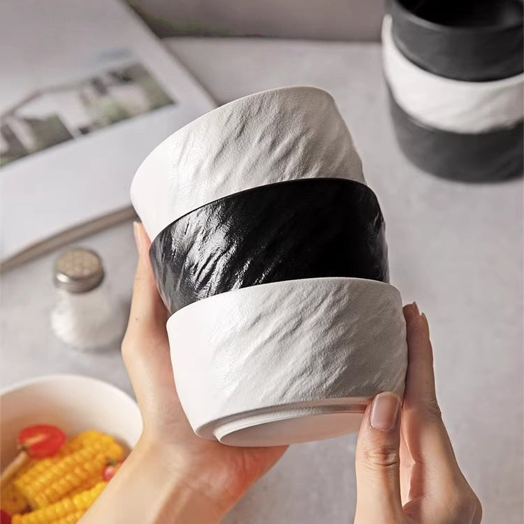 Nordic Black and White Stone Grain Ceramic Dinnerware Set